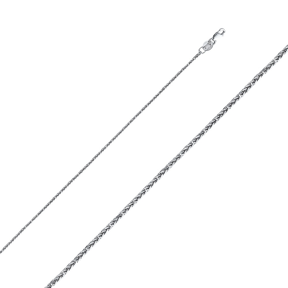 14K 1.0mm Diamond cut Square Wheat Chain -24"